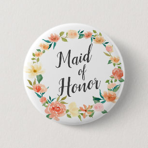 Trauzeugin Pfirsichblumenwreath- Button