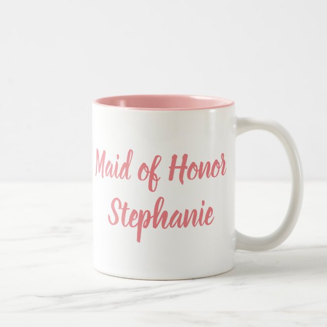 Trauzeugin Pink Elegante Script Hochzeiten Zweifarbige Tasse (Rechts)