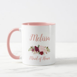 Trauzeugin Pink Marsala Floral Wedding Tasse