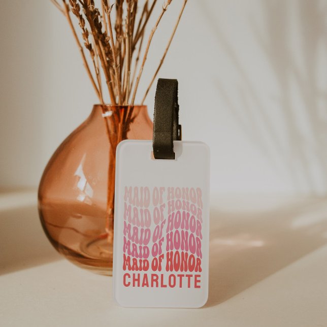 Trauzeugin Pink modern mädchenhaft Retro 60er Jahr Gepäckanhänger (Von Creator hochgeladen)