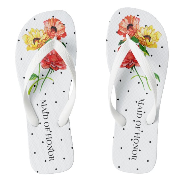Trauzeugin Polka Dot Floral Flip Flops (Fußbett)