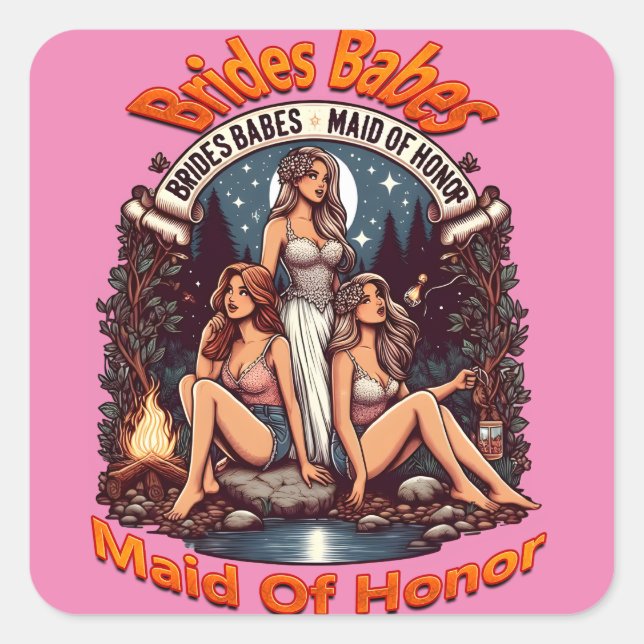 Trauzeugin Prix a Celebratory Brautparty Quadratischer Aufkleber (Vorderseite)