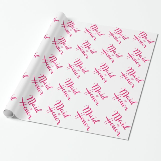 Trauzeugin Retro-Script rosa Geschenkpapier (Ungerollt)