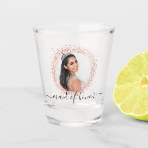 Trauzeugin Rose Gold Foto Glitzer Namenskript Schnapsglas