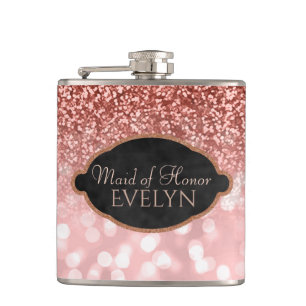 Trauzeugin-Rosen-GoldGlitzer-kundenspezifische Flachmann