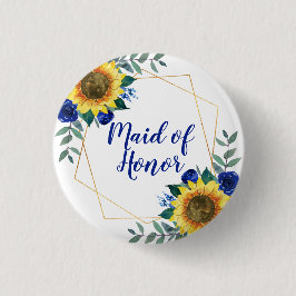 Trauzeugin Sonnenblume Geometric Blue Floral Button