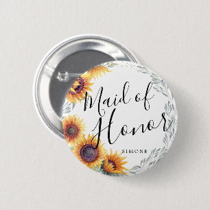 Trauzeugin Sonnenblumen Florals Custom Wedding Button
