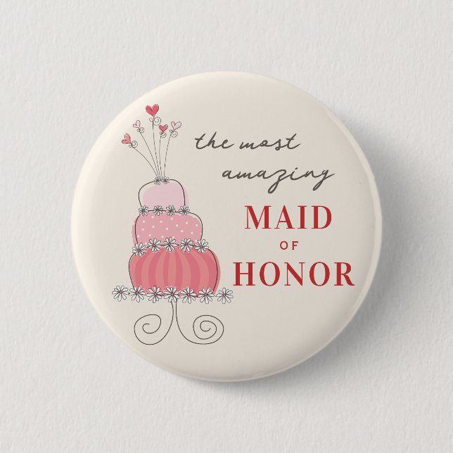 TRAUZEUGIN Sweet Pink Chic Wedding Cake Button (Vorderseite)