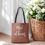 Trauzeugin Terracotta Brown Wedding<br><div class="desc">Trauzeugin Terracotta Tote Tasche in Braun und Weiß für Hochzeit,  Brautparty,  Brautparty,  Junggeselinnen-Abschied. Karo mehr Produkte mit diesem Design in der Kollektion unten.</div>