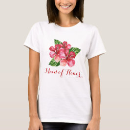 Trauzeugin Tropischer Blumenroter Hibiskus T-Shirt