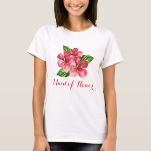 Trauzeugin Tropischer Blumenroter Hibiskus T-Shirt