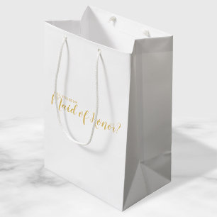 Trauzeugin Vorschlag Modernes Script Gold Mittlere Geschenktüte