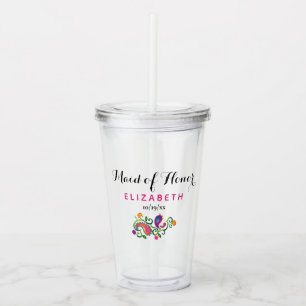 Trauzeugin Wedding Colorful Pink Paisley Floral Acryltrinkbecher