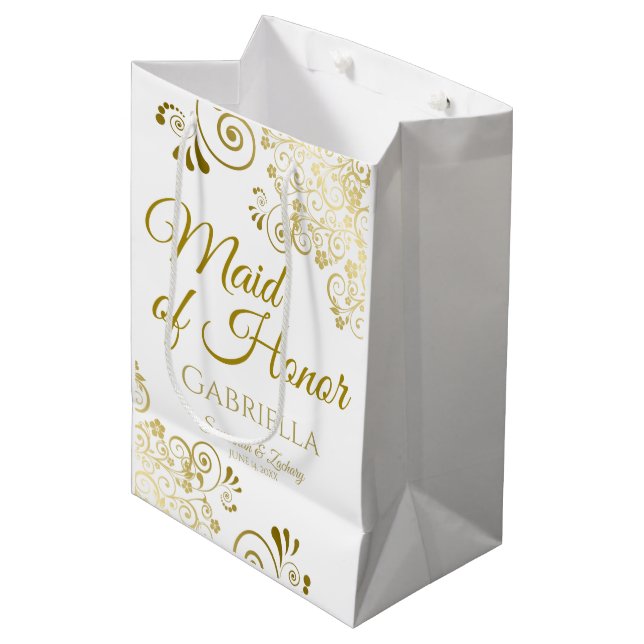 Trauzeugin Wedding Gift Bag - Mittel Mittlere Geschenktüte (Vorderseite Schrägansicht)