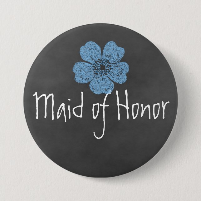 Trauzeugin Wild Blue Rose Chalkboard Button (Vorderseite)