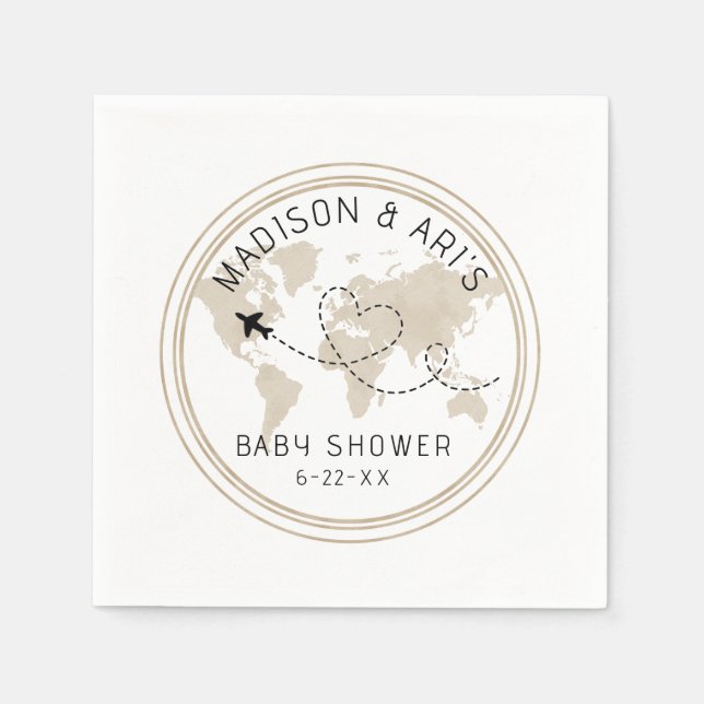 Travel Adventure Baby Dusche Napkins Serviette (Vorderseite)