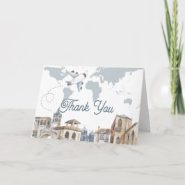 Travel Adventure World Map Airplane Baby Shower Dankeskarte