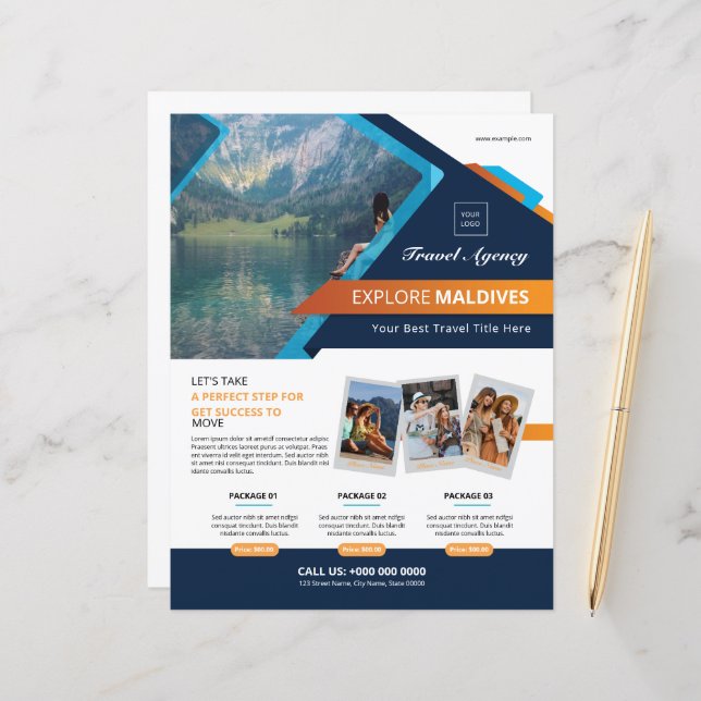 Travel Agency Flyer Template (Vorderseite/Rückseite Beispiel)