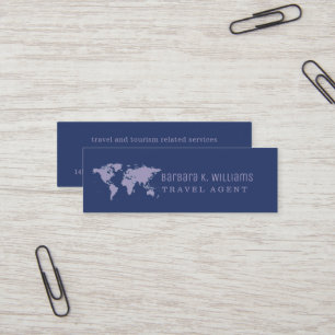 Travel Agent Blue Business Card Weltkarte Mini Visitenkarte