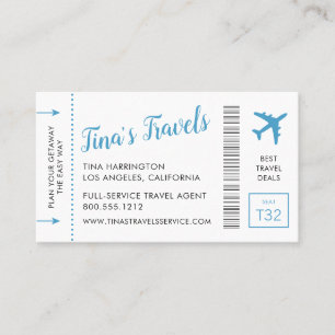 Travel Agent Blue Mini Boarding Pass Visitenkarte