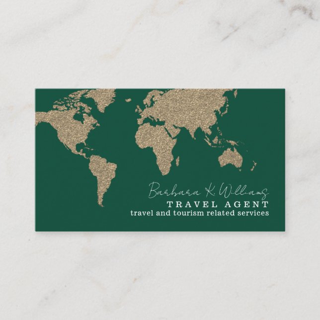 Travel Agent Oversized Map Green Visitenkarte (Vorderseite)