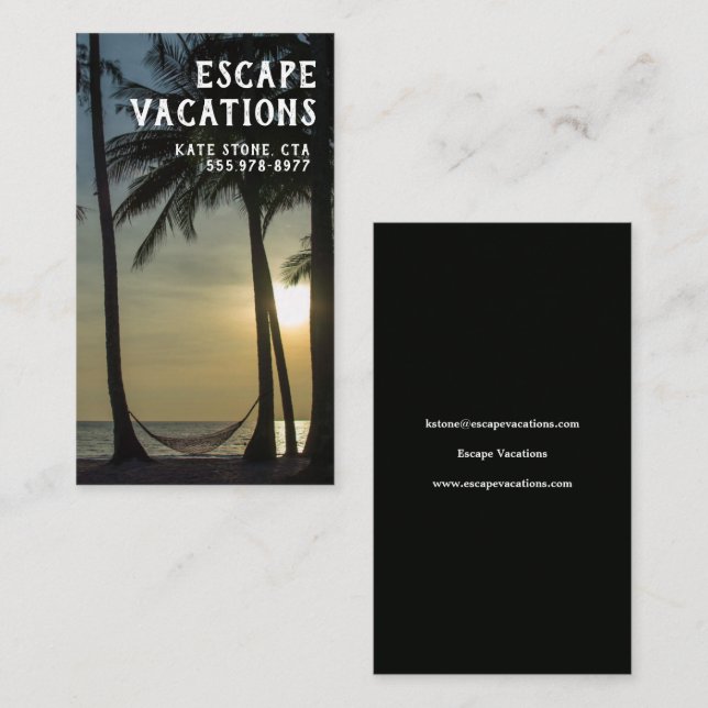 Travel Agent Tropical Vacation Business Card Visitenkarte (Vorne/Hinten)