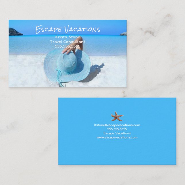 Travel Agent Vacacation Business Card Visitenkarte (Vorne/Hinten)