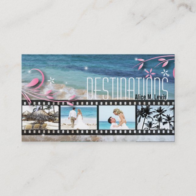 Travel Agent Wedding Film Photo Business Card Blue Visitenkarte (Vorderseite)