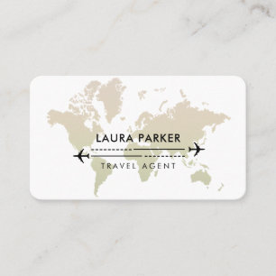 Travel Agent World Map Vacation Services Black Visitenkarte