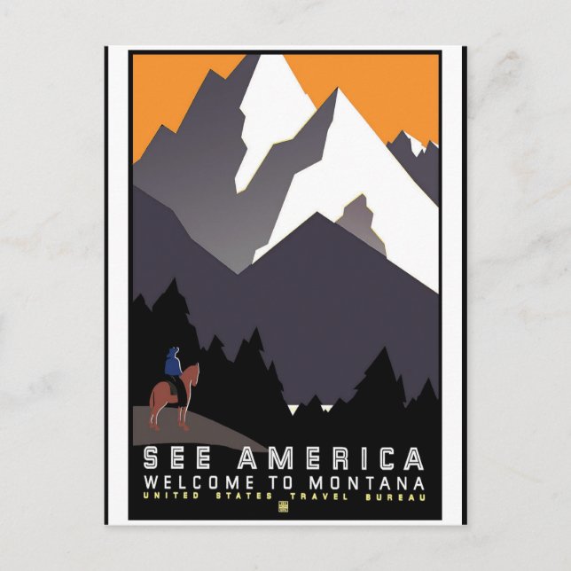 Travel America Print Retro Vintage Travel Postkarte (Vorderseite)