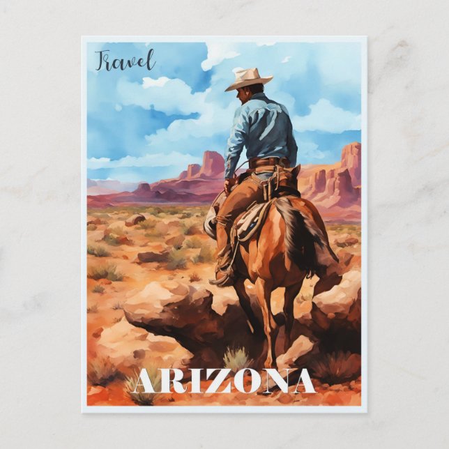 Travel Arizona, Cowboy on Horseback Postkarte (Vorderseite)