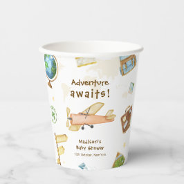 Travel Around The World Airplane Baby Shower  Pappbecher