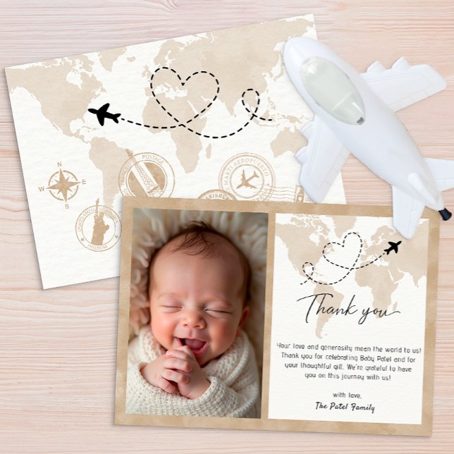 Travel Baby Dusche Foto Danke Karte (Cute Photo Thank You Card)