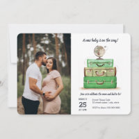 Travel Baby Dusche Green Watercolor Koffer