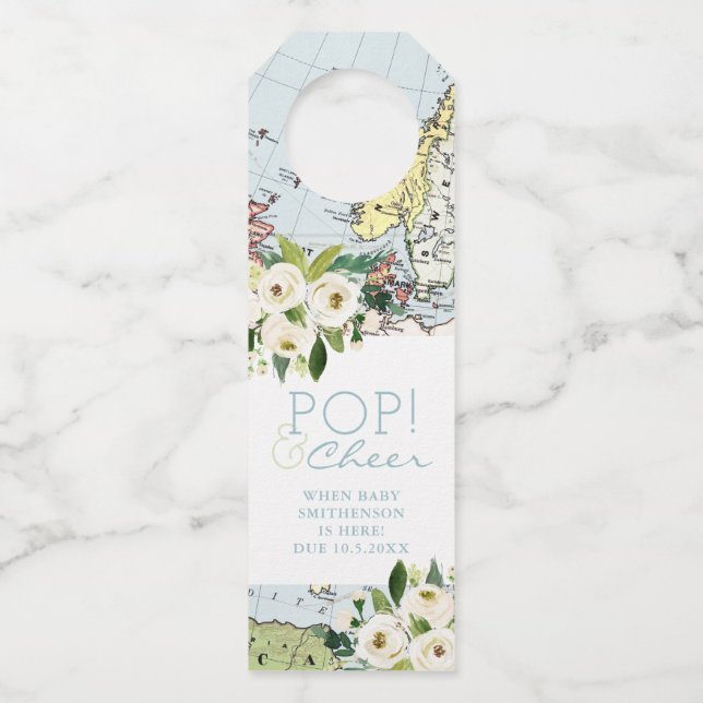 Travel Baby Dusche Pop Cheer Flasche Gefallen Flaschenanhänger (Vorderseite)