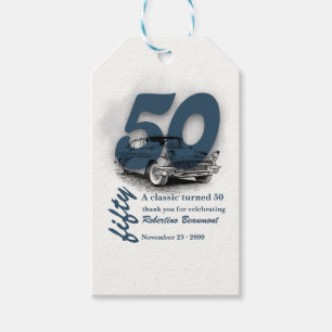 Travel Blue Classic Car wird 50. Geburtstag gefeie Geschenkanhänger