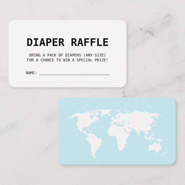 Travel Boarding Pass Baby Blue Diaper Raffle Begleitkarte (Vorne/Hinten)