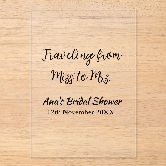 Travel Brautparty Namensdatum fehlen Frau Sim Acryleinladungen (Vorderseite)