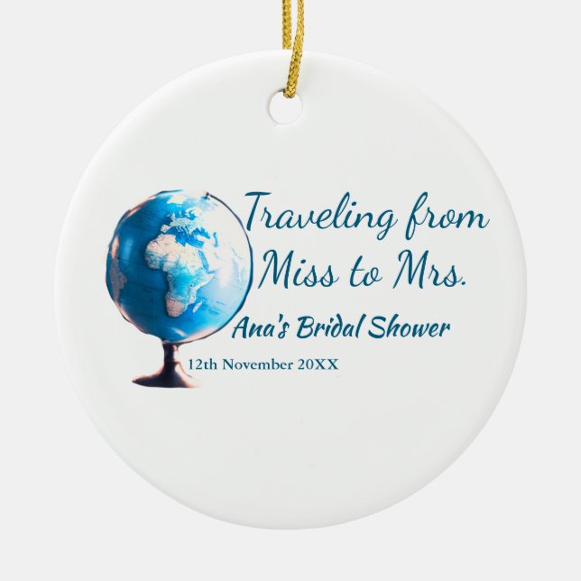 Travel Brautparty Namensdatum fehlen Frau Sim Keramik Ornament (Vorne)