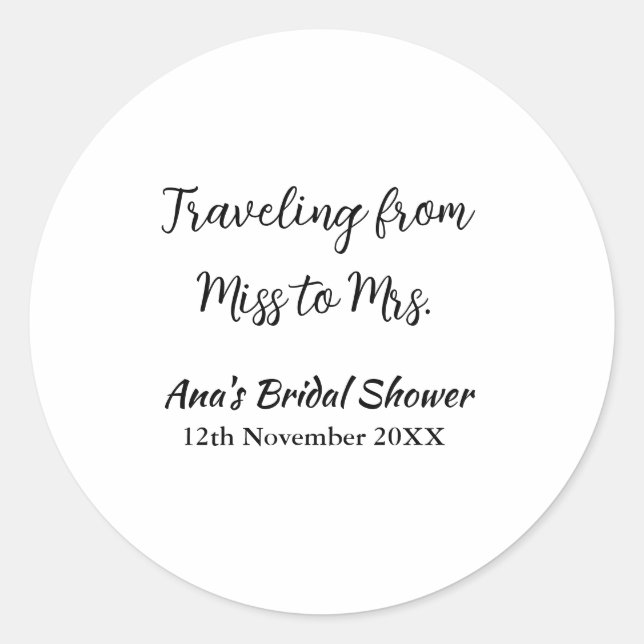 Travel Brautparty Namensdatum fehlen Frau Sim Runder Aufkleber (Vorderseite)