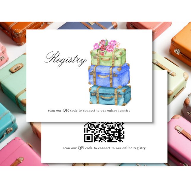Travel Bridal shower QR code for registry  Begleitkarte (Von Creator hochgeladen)