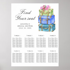 Travel Bridal shower Wedding seating chart Poster