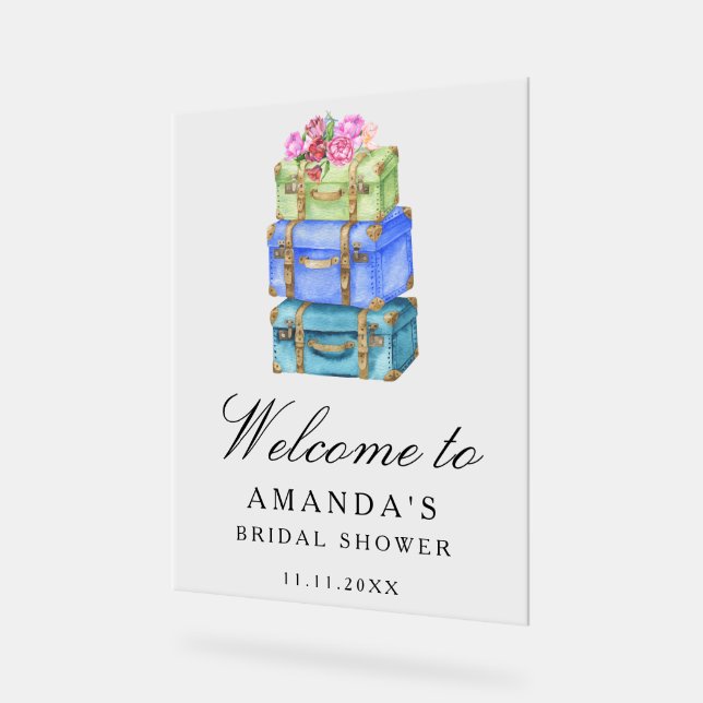 Travel bridal shower welcome sign acrylschild (Winkel)