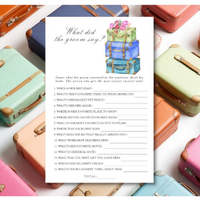 Travel Bridal shower What did the groom say game (Von Creator hochgeladen)