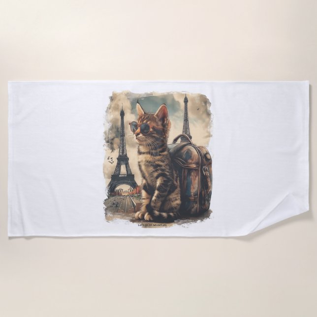 Travel Buddy Cat Strandtuch (Vorderseite)