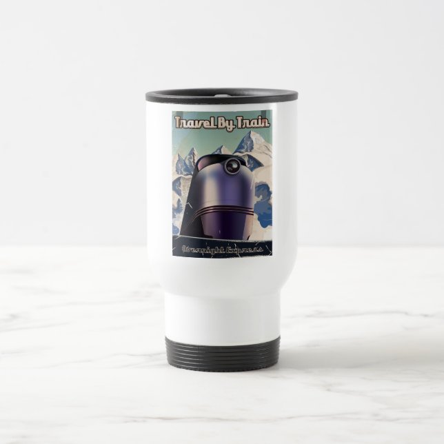 Travel By Train Sci-Fi Vintage Kunst Reisebecher (Mittel)