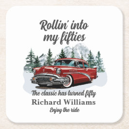 Travel Classic Retro Car Rolling 50th Birthday Rechteckiger Pappuntersetzer