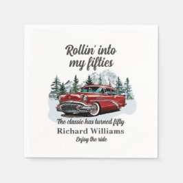 Travel Classic Retro Car Rolling 50th Birthday Serviette