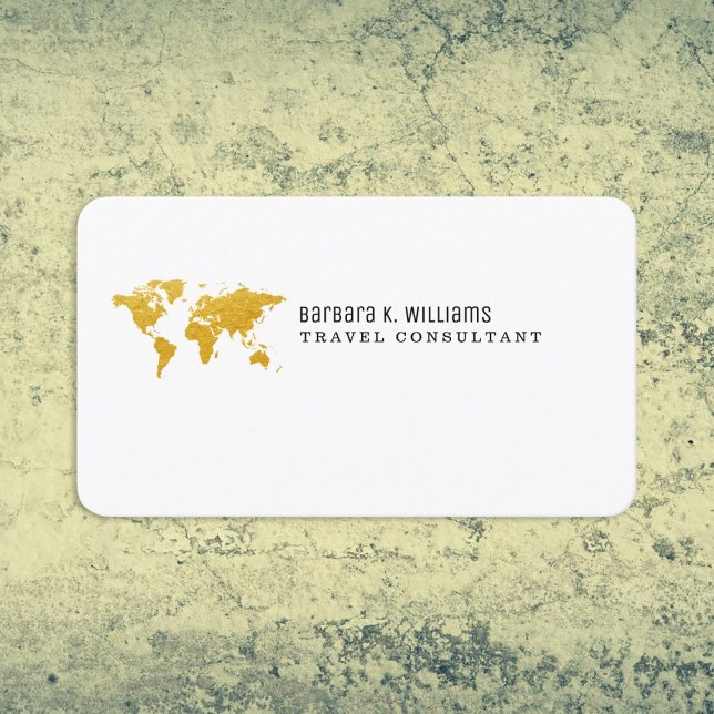 Travel Consultant Gold Map Minimalistisch Visitenkarte (Von Creator hochgeladen)