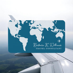 Travel Consultant Weltkarte blau Visitenkarte